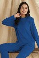 Mavi Renk Kadife Kumaş Önü Yazılı Teknur 52093 Uzun Kol Kadın Pijama Takımı Mavi Renk Kadife Kumaş Önü Yazılı Teknur 52093 Uzun Kol Kadın Pijama Takımı, Teknur-52093, Teknur Pijama Takımı