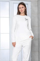 Beyaz Renk Önü Mottolu Teknur 52167 Uzun Kol Kadın Kadife Pijama Takımı-Teknur