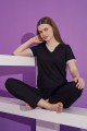 Siyah Renk V Yaka Teknur 2303 Kısa Kol Modal Kumaş Kadın Pijama Takımı Siyah Renk V Yaka Teknur 2303 Kısa Kol Modal Kumaş Kadın Pijama Takımı, TKNR-2303, Kısa Kollu Pijama Takımları
