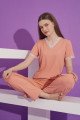 Turuncu Renk V Yaka Teknur 2304 Kısa Kol Modal Kumaş Kadın Pijama Takımı Turuncu Renk V Yaka Teknur 2304 Kısa Kol Modal Kumaş Kadın Pijama Takımı, TKNR-2304, Kısa Kollu Pijama Takımları