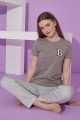 Gri Renk ve Çizgili Desen Teknur 76101 Kısa Kol Modal Kumaş Kadın Pijama Takımı Gri Renk ve Çizgili Desen Teknur 76101 Kısa Kol Modal Kumaş Kadın Pijama Takımı, TKNR-76101, Kısa Kollu Pijama Takımları