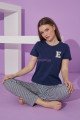 Lacivert Renk ve Çizgili Desen Teknur 76102 Kısa Kol Modal Kumaş Kadın Pijama Takımı Lacivert Renk ve Çizgili Desen Teknur 76102 Kısa Kol Modal Kumaş Kadın Pijama Takımı, TKNR-76102, Kısa Kollu Pijama Takımları