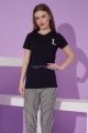 Siyah Renk ve Çizgili Desen Teknur 76104 Kısa Kol Modal Kumaş Kadın Pijama Takımı Siyah Renk ve Çizgili Desen Teknur 76104 Kısa Kol Modal Kumaş Kadın Pijama Takımı, TKNR-76104, Kısa Kollu Pijama Takımları