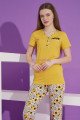Sarı Renk ve Çiçek Desenli Teknur 76151 Kısa Kol Modal Kumaş Kadın Pijama Takımı Sarı Renk ve Çiçek Desenli Teknur 76151 Kısa Kol Modal Kumaş Kadın Pijama Takımı, TKNR-76151, Kısa Kollu Pijama Takımları