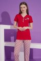 Bordo Renk ve Çizgili Desen Teknur 76164 Kısa Kol Modal Kumaş Kadın Pijama Takımı Bordo Renk ve Çizgili Desen Teknur 76164 Kısa Kol Modal Kumaş Kadın Pijama Takımı, TKNR-76164, Kısa Kollu Pijama Takımları