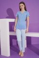 Mavi Renk ve Çizgili Desen Teknur 76169 Kısa Kol Modal Kumaş Kadın Pijama Takımı