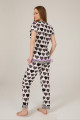 Kısa Kol, Beyaz Renk ve Siyah Kalpli Teknur 73560 Yazlık Kadın Modal Pijama Takımı, Teknur-73560, Kısa Kollu Pijama Takımları