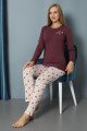 Kahverengi Yuvarlak Yaka Teknur P2069 Uzun Kol Pamuklu Kumaş Kadın Pijama Takımı Kahverengi Yuvarlak Yaka Teknur P2069 Uzun Kol Pamuklu Kumaş Kadın Pijama Takımı, TEKNUR-P2069, Teknur Pijama Takımı