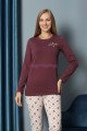 Kahverengi Yuvarlak Yaka Teknur P2069 Uzun Kol Pamuklu Kumaş Kadın Pijama Takımı Kahverengi Yuvarlak Yaka Teknur P2069 Uzun Kol Pamuklu Kumaş Kadın Pijama Takımı, TEKNUR-P2069, Teknur Pijama Takımı