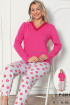 Pembe Renk, V Yakalı, Uzun Kollu ve Pamuklu Kumaş Teknur 2261 Kadın Pijama Takımı Pembe Renk, V Yakalı, Uzun Kollu ve Pamuklu Kumaş Teknur 2261 Kadın Pijama Takımı