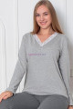 Gri Renk, V Yakalı, Uzun Kollu ve Pamuklu Kumaş Teknur 2263 Kadın Pijama Takımı Gri Renk, V Yakalı, Uzun Kollu ve Pamuklu Kumaş Teknur 2263 Kadın Pijama Takımı, QS-TEKNUR-P2263-M, Teknur Pijama Takımı, QS-TEKNUR-P2263-M