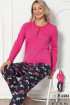 Pembe Renk, Düğmeli Yuvarlak Yaka, Uzun Kollu ve Pamuklu Kumaş Teknur 2284 Kadın Pijama Takımı Pembe Renk, Düğmeli Yuvarlak Yaka, Uzun Kollu ve Pamuklu Kumaş Teknur 2284 Kadın Pijama Takımı