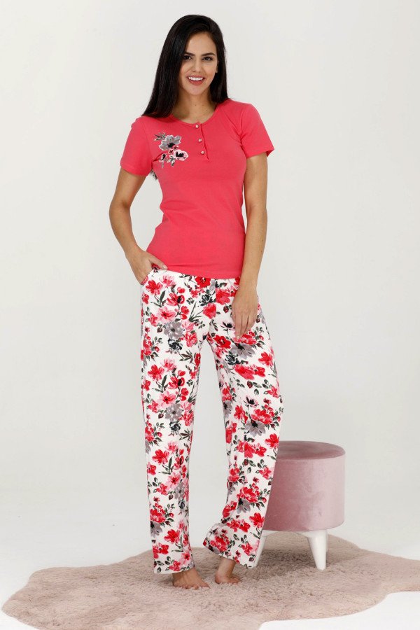 Fuşya Renk ve Çiçek Desenli 12531 Kısa Kol Kadın Lady Pijama Takımı Fuşya Renk ve Çiçek Desenli 12531 Kısa Kol Kadın Lady Pijama Takımı, ELİT0012531-M, Kısa Kollu Pijama Takımları, ELİT0012531-M