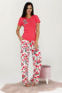 Fuşya Renk ve Çiçek Desenli 12531 Kısa Kol Kadın Lady Pijama Takımı