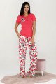 Fuşya Renk ve Çiçek Desenli 12531 Kısa Kol Kadın Lady Pijama Takımı Fuşya Renk ve Çiçek Desenli 12531 Kısa Kol Kadın Lady Pijama Takımı