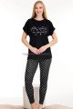 Siyah Renk ve Desenli Lady 12565 Kadın Uzun Taytlı Kadın Pijama Takımı