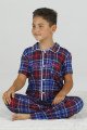 Kırmızı - Mavi Renk ve Ekose Desenli Teknur 45616 Pamuk Önden Düğmeli Erkek Çocuk Pijama Takımı Kırmızı - Mavi Renk ve Ekose Desenli Teknur 45616 Pamuk Önden Düğmeli Erkek Çocuk Pijama Takımı, Teknur-45616, Teknur Pijama Takımı