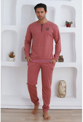 Kırmızı Renk, Pamuk, Uzun Kol, Erdeniz 0300 Erkek Pijama Takımı