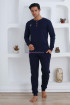Lacivert Renkli, Pamuklu İnterlok Kumaş, Uzun Kol, Erdeniz 0300 Erkek Pijama Takımı