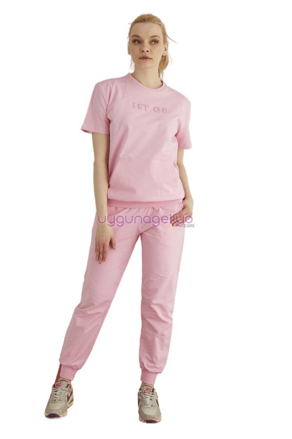 Pembe Renk Kısa Kol Teknur 16293 Kadın Spor Eşofman Takımı Pembe Renk Kısa Kol Teknur 16293 Kadın Spor Eşofman Takımı, TKNR-16293, Teknur Pijama Takımı