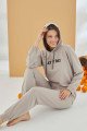 Gri Renk Uzun Kol Kapüşonlu Teknur 16351 Kadın Spor Eşofman Takımı, TKNR-16351, Teknur Pijama Takımı