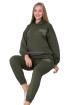 Haki Yeşil Renk Uzun Kol ve  Kapüşonlu Teknur 2802 Kadın Spor Eşofman Takımı
