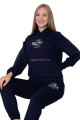 Lacivert Renk Uzun Kol ve  Kapüşonlu Teknur 2908 Kadın Spor Eşofman Takımı, QS-TKNR-2908-SM, Teknur Pijama Takımı, QS-TKNR-2908-SM