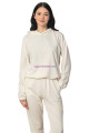 Krem Renk Uzun Kol ve  Kapüşonlu Teknur 2909 Kadın Spor Eşofman Takımı, QS-TKNR-2909-SM, Teknur Pijama Takımı, QS-TKNR-2909-SM