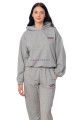 Gri Renk Uzun Kol ve  Kapüşonlu Teknur 2911 Kadın Spor Eşofman Takımı, QS-TKNR-2911-SM, Teknur Pijama Takımı, QS-TKNR-2911-SM