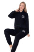 Siyah Renk Uzun Kol ve  Kapüşonlu Teknur 2912 Kadın Spor Eşofman Takımı