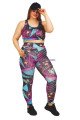 Karışık Renkli ve Desenli Lady 1502 Kadın Yüksek Bel Büyük Beden Büstiyerli Taytlı Spor Takım, LADY-1502, Lady Pijama Takımı