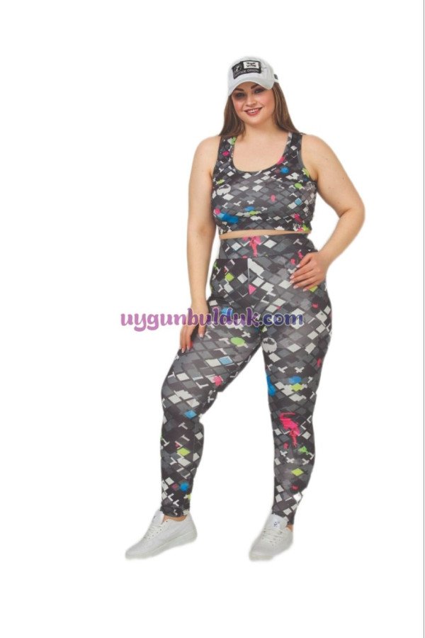 Siyah Renkli ve Baklava Desenli Lady 1504 Kadın Yüksek Bel Büyük Beden Büstiyerli Taytlı Spor Takım Siyah Renkli ve Baklava Desenli Lady 1504 Kadın Yüksek Bel Büyük Beden Büstiyerli Taytlı Spor Takım, LADY-1504, Lady Pijama Takımı
