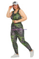 Yeşil Renkli ve Çizgili Desen Lady 1506 Kadın Yüksek Bel Büyük Beden Büstiyerli Taytlı Spor Takım, LADY-1506, Lady Pijama Takımı