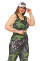 Yeşil Renkli ve Çizgili Desen Lady 1506 Kadın Yüksek Bel Büyük Beden Büstiyerli Taytlı Spor Takım, LADY-1506, Lady Pijama Takımı