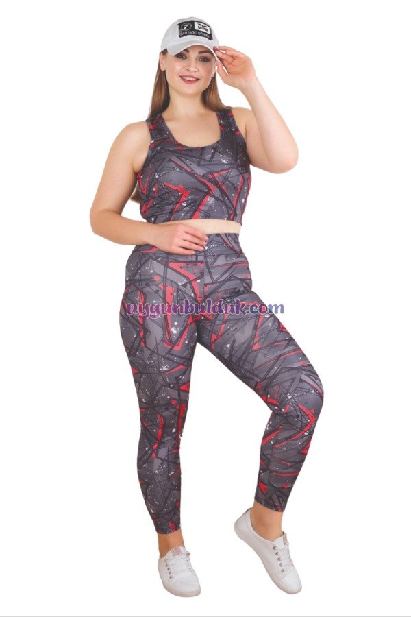 Gri Renkli ve Desenli Lady 1508 Kadın Yüksek Bel Büyük Beden Büstiyerli Taytlı Spor Takım Gri Renkli ve Desenli Lady 1508 Kadın Yüksek Bel Büyük Beden Büstiyerli Taytlı Spor Takım, LADY-1508, Lady Pijama Takımı