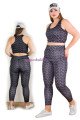 Siyah Renkli ve Desenli Lady 1509 Kadın Yüksek Bel Büyük Beden Büstiyerli Taytlı Spor Takım, LADY-1509, Lady Pijama Takımı