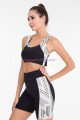 Siyah Beyaz Renk  ve Desenli Lady 4008 Kadın Kısa Taytlı Büstiyerli Spor Takım, LADY-4008, Lady Pijama Takımı