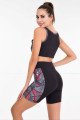 Siyah Renk, Kırmızı Desenli Lady 4013 Kadın Kısa Taytlı Büstiyerli Spor Takım, LADY-4013, Lady Pijama Takımı