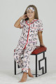 Pembe Renk ve Çilek Desenli Teknur 40604 Pamuk Önden Düğmeli Kız Çocuk Pijama Takımı-Teknur