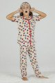 Gri Renk ve Çilek Desenli Teknur 40610 Pamuk Önden Düğmeli Kız Çocuk Pijama Takımı