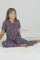 Lacivert Renk ve Renkli Kalpler Desenli Teknur 40613 Pamuk Önden Düğmeli Kız Çocuk Pijama Takımı, Teknur-40613, Teknur Pijama Takımı