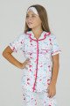 Beyaz Renk ve Kelebek Desenli Teknur 40616 Pamuk Önden Düğmeli Kız Çocuk Pijama Takımı Beyaz Renk ve Kelebek Desenli Teknur 40616 Pamuk Önden Düğmeli Kız Çocuk Pijama Takımı, Teknur-40616, Teknur Pijama Takımı