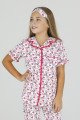 Kırmızı - Beyaz ve Kalp Desenli Teknur 40621 Pamuk Önden Düğmeli Kız Çocuk Pijama Takımı Kırmızı - Beyaz ve Kalp Desenli Teknur 40621 Pamuk Önden Düğmeli Kız Çocuk Pijama Takımı, Teknur-40621, Teknur Pijama Takımı