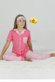 Nar Çiçeği Renk ve Çizgili Desenli Teknur 40633 Pamuk Önden Düğmeli Kız Çocuk Pijama Takımı Nar Çiçeği Renk ve Çizgili Desenli Teknur 40633 Pamuk Önden Düğmeli Kız Çocuk Pijama Takımı, Teknur-40633, Teknur Pijama Takımı