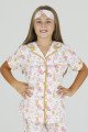 Beyaz Renk ve Kedi Desenli Teknur 40645 Pamuk Önden Düğmeli Kız Çocuk Pijama Takımı Beyaz Renk ve Kedi Desenli Teknur 40645 Pamuk Önden Düğmeli Kız Çocuk Pijama Takımı, TKNR-40645-45, Teknur Pijama Takımı, TKNR-40645-45