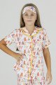 Beyaz Renk ve Ayıcık DesenliTeknur 40650 Pamuk Önden Düğmeli Kız Çocuk Pijama Takımı Beyaz Renk ve Ayıcık DesenliTeknur 40650 Pamuk Önden Düğmeli Kız Çocuk Pijama Takımı, Teknur-40650, Teknur Pijama Takımı