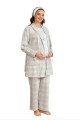 Mavi Renk BAHA 4425 Uzun Kol 3'lü ve Ekose Sabahlıklı Hamile Pijama Takım Set
