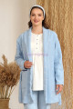 Mavi Renk BAHA 4407 Uzun Kol 3'lü ve Wellsoft Sabahlıklı Hamile Pijama Takım Set-BAHa Haluk Bayram