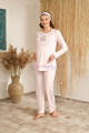 Bebe Pembe Renk BAHA 4414 Uzun Kol 3lü ve Ekose Sabahlıklı Hamile Pijama Takım Set, ELİT-BAHA-4414-M, Lohusa - Hamile Pijama Takımları, ELİT-BAHA-4414-M