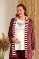 Bordo Renk BAHA 4419 Uzun Kol 3lü ve Wellsoft Sabahlıklı Hamile Pijama Takım Set, BaHa-Bordo-4419, Lohusa - Hamile Pijama Takımları
